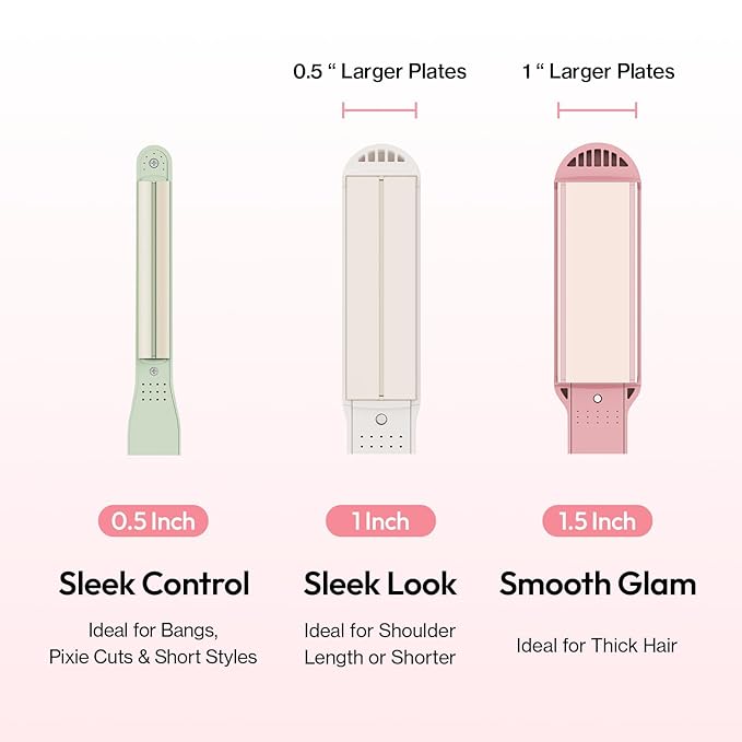 VODANA Professional Softbar Flat Iron - Ceramic Straightener with Patented Silicone Bar, Smooth & Quick Styling, Healthy Hair Solution, Dual Voltage for Worldwide Use (1.5 inch, Milk Tea Rose)