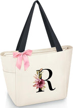Vavabox Tote Bag, A-Z Initial Monogrammed Waterproof Tote Bag, Bridesmaid Gifts by Vavabox
