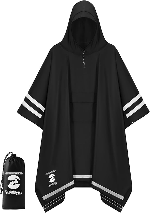 SaphiRose Hooded Rain Poncho Waterproof Raincoat Jacket by SaphiRose
