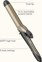 INFINITIPRO BY CONAIR Tourmaline Ceramic 1¼-Inch Curling Iron, 1¼-Inch Barrel Produces Loose Curls, Hair Curler for Use on Medium and Long Hair, Dark Grey