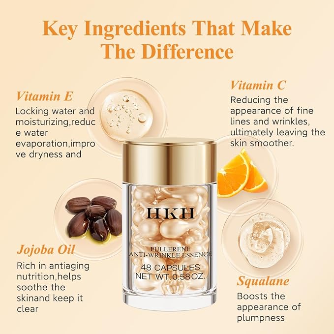 Vitamin C Serum Capsules Set – 96 pcs VC for Morning - Anti-Aging & Anti-Wrinkle Skincare Face Serum - Smooth Fine Lines - Moisturize Hydrate & Firm Skin, Travel-Friendly Gifts