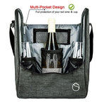 Insulated Wine 3 Bottle Carriers Tote Travel Cooler Gift Bag For Airplane Liquor With Padded Shoulder Strap (3-bottle / 3-Green)