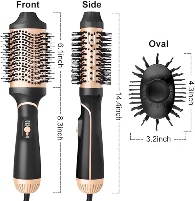 Hair Dryer Brush Blow Dryer in One Step, Upgraded 4 in 1 Hair Dryer and Styler Volumizer with Negative Ion Anti-frizz Ceramic Titanium Barrel Hot Air Brush Hair Straightener (Golden, Large)