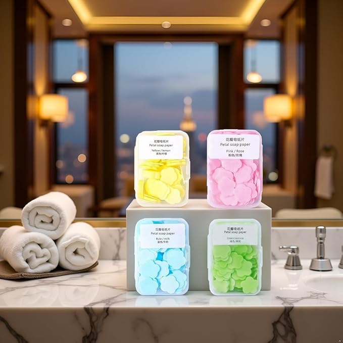 4 Boxes Paper Soap, 4 Different Scented Mini Fresh Portable Disposable Petal - Image 6