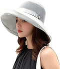 Women Wide Brim Sun Hats Metal Wired Edge Summer UV Protection Beach Fishing Hat by HUAMULAN