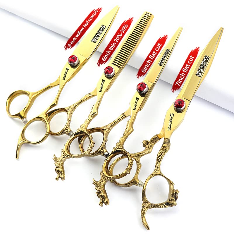 Purple Professional Hairdressing Scissors Hairdresser Hairstylist Cutting Hair & Thinning Hairdressing Scissor (6+7-inch 4pc)