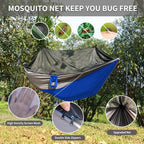 Camping Hammock with Net (Blue & Grey / Large)