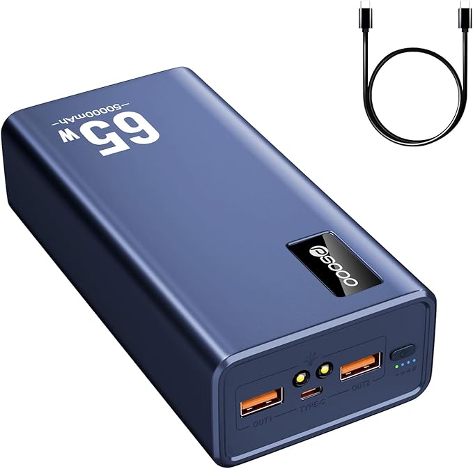 Power Bank Fast Charging 50000mAh, 65W Laptop Portable Charger USB C Compatible by PSOOO