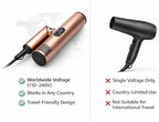 Dual Voltage Travel Hair Dryer with Magnetic Diffuser - 1500W High-Speed Ionic Blow Dryer, Worldwide 110V-240V, Ultra-Lightweight & Compact, Fast Drying with Smart Intelligent Heat Control