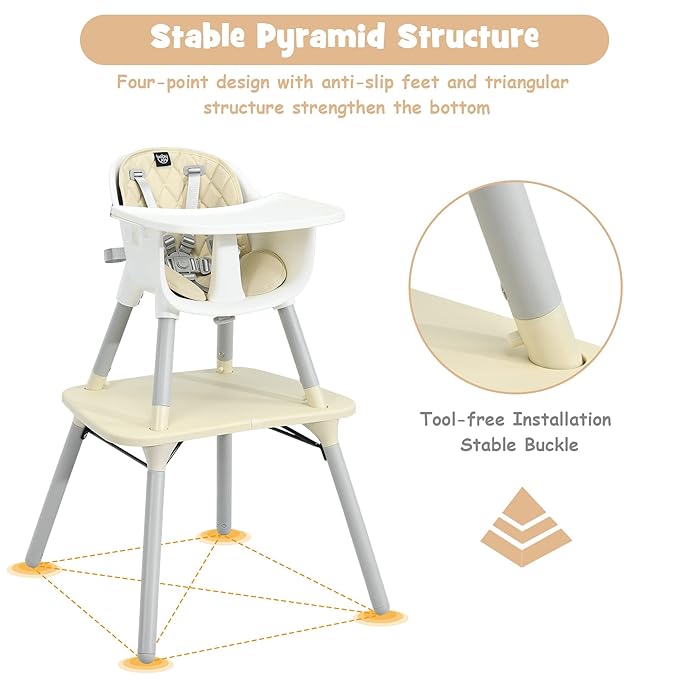 BABY JOY High Chair, 5 in 1 Convertible Highchair - Image 8