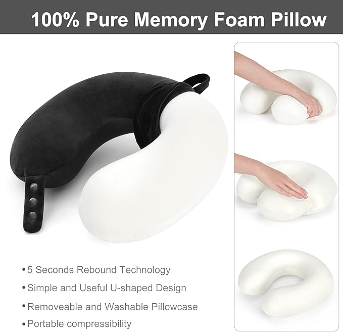Travel Pillow, Best Memory Foam Neck Pillow Head Support Soft Pillow - Image 5