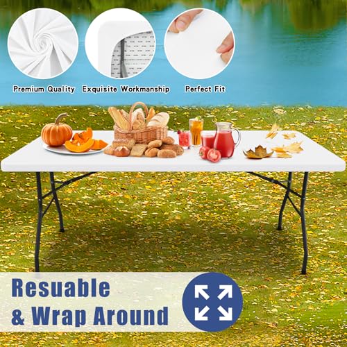 2 Pack Rectangle Spandex Fitted Table Cloth (White / 72" x 36" (Rectangular))