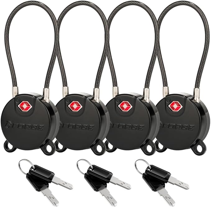 Forge TSA Approved Luggage Locks Ultra-Secure Dimple Key Travel Locks by Forge