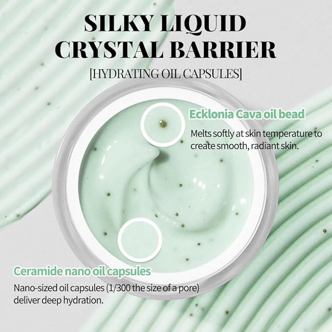 SHIONLE Laminaria Glazed Cream 1.76oz (50g) | Korea Sea Kelp Face Lightweight Moisturizing Cream | Deep Hydration Soothing Plump Firm Soft Smooth Glowy Skin | Daily Korean Skin Care for All Skin Type