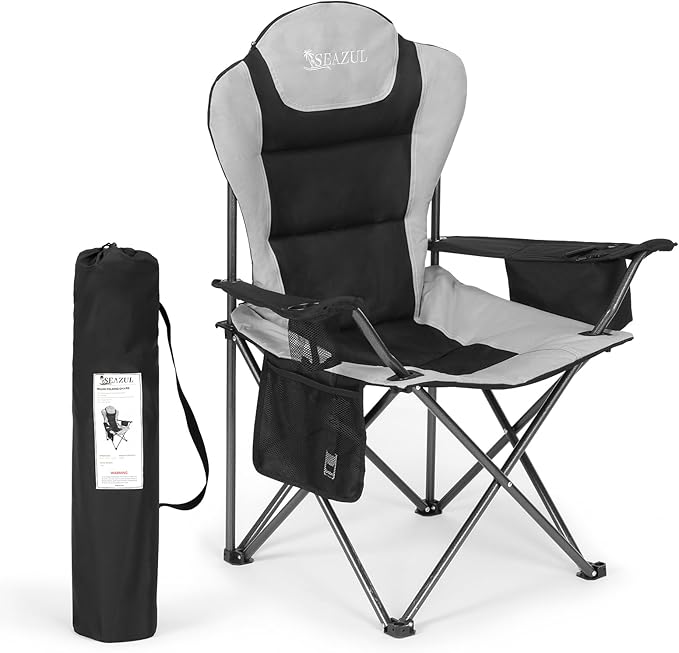 Camping Chairs for Adults, Camp Chair, Folding Chairs for Outside, Support 380 by Seazulbeachumbrella