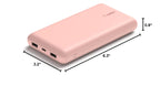 20000mAh 15W 3 Port Power Bank (Rose Gold)