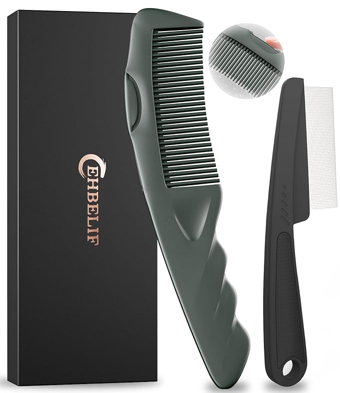 Dandruff Comb 2PC Upgraded Fine Tooth Scalp Detox Comb Lice for Women, Men & Kids Scalp Detoxing, Sweep & Massage Hair Brush Tool with Elegant Box for Hair Care Tool (Green)