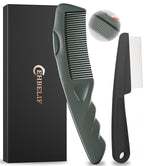 Dandruff Comb 2PC Upgraded Fine Tooth Scalp Detox Comb Lice for Women, Men & Kids Scalp Detoxing, Sweep & Massage Hair Brush Tool with Elegant Box for Hair Care Tool (Green)