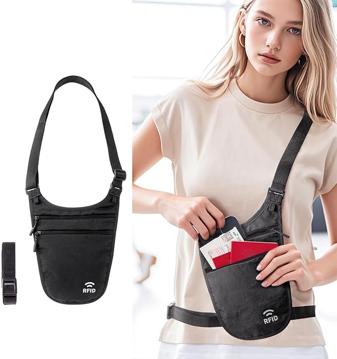 Crossbody Money Belt for Travel Women & Men Hidden, Travel Wallet Pouch - Image 9