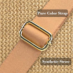 Faux Straw Crossbody Bags for Women Small RFID Summer Sling Bag (Pure Khaki)