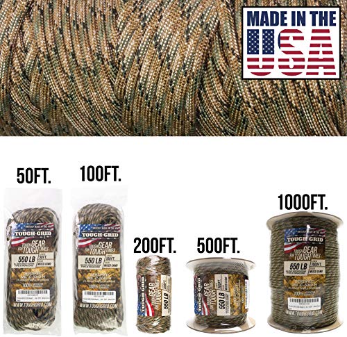 550 Paracord 100% Nylon (Mixed Camo / 200 Ft.)