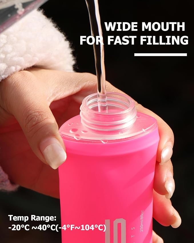 Folding Soft Flask Portable Collapsible Running Lightweight Water Bottle - Image 2