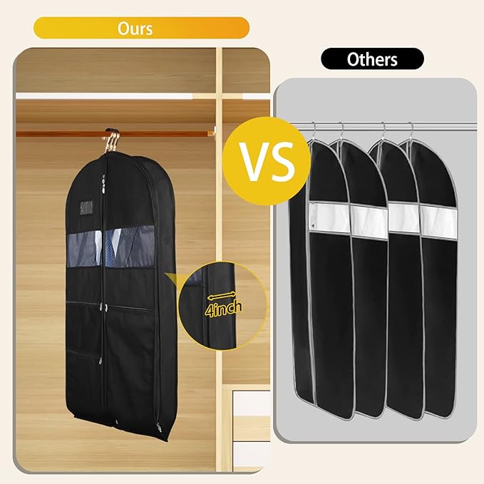 Garment Bags for Travel, 2 Pack 43" Hanging Garment Bags for Men, Double Sides - Image 4