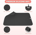 Oversize Silicone Heat Resistant Mat for Curling Irons, Hair Straighteners, Flat Irons and Hot Hair Styling Tools, Portable Wrap Pad Cover for Vanity, Travel, Salon(14.2" x 11.0")