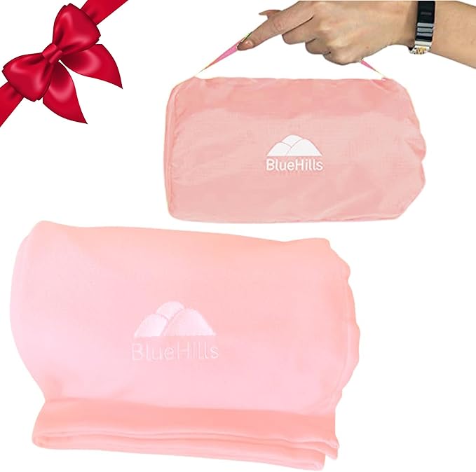 BlueHills Ultra Compact Travel Blanket Pillow in Portable Bag Case Soft by BlueHills