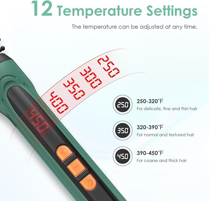 3/4 Inch Barrel Thermal Round Brush, Volume Heat Styling Brush for Men and Women Medium Thin Curly Straight Hair, Heated Curling Iron,12 Temperature Setting (1.35 Inch with Bristles)