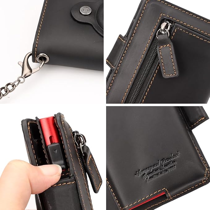 Mens Wallet Card Holder: Pop Up Aluminum Case, Genuine Leather, RFID Blocking - Image 7