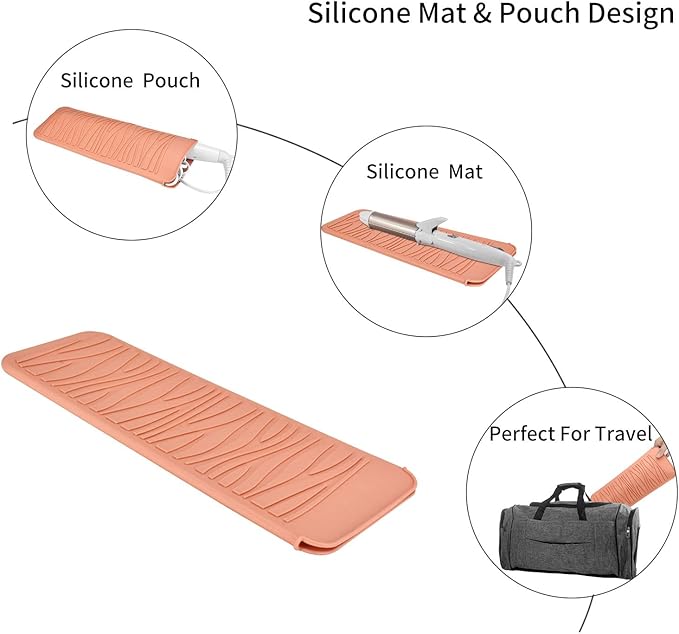Silicone Heat Resistant Travel Mat Pouch for Straighteners, Curling Wands, Flat Irons and Hair Styling Tools