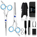 Sirabe 11 PCS Hair Cutting Thinning Scissors Set, Sapphire Professional Haircut Scissors Kit Stainless Steel Barber Texturizing Shears Tools for Salon Hairdressing Home