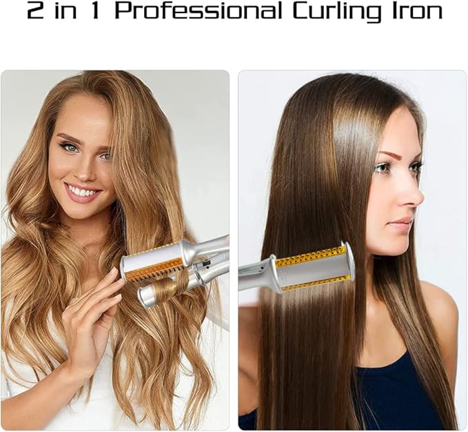 2 in 1 Straight Curling Iron, Hair Waver, Styling Tools & Appliance, Hot Tools Curling Iron, Hair Curling Iron, Temperature Adjustable, Fast Heating