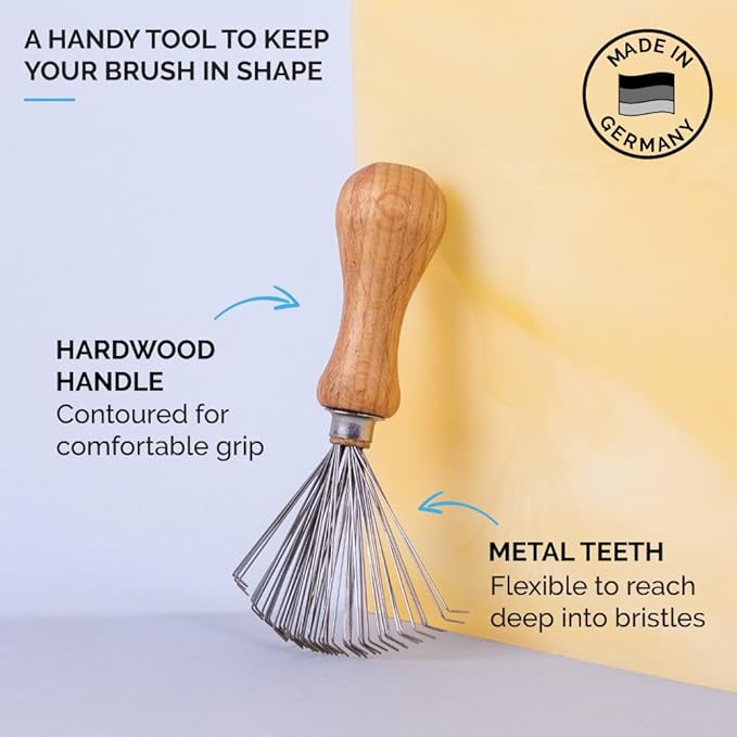 ZEUS Brush Cleaning Rake - Best Hair Removal Tool for Everyday Beard Brush Cleaning & Maintenance (MADE IN GERMANY)