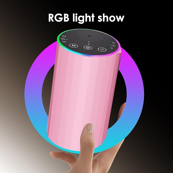 Waterless Essential Oil Diffuser, Battery Powered Mini Scent Air Machine, Aromatherapy Mist Diffuser for Home Room Car Office (Pink)