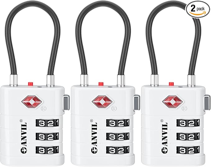 ANVIL TSA Approved Luggage Locks – High Security TSA008 Combination Travel Locks by ANVIL