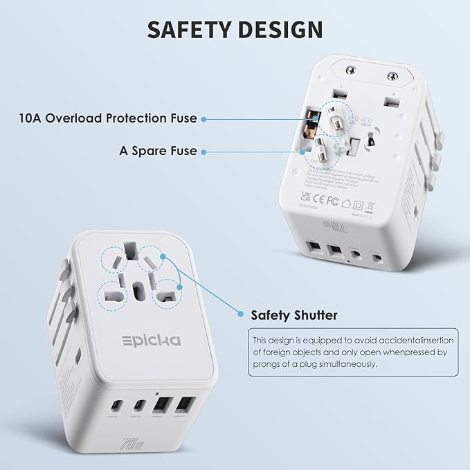 EPICKA Universal Travel Adapter, GaN International Plug Adapter - Image 6