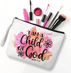I Am A Child Of God Makeup Bag, Funny Cosmetic Bag for Goddaughter, Inspirational Gifts for Christian, Baptism Gifts for Godchild, First Communion Gifts, Catholic Gifts for Women