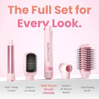 Blow Dryer Brush Set 5 in 1 with Curling Barrels, Volumizing Round & Straightening Brush, Hot Air Hair Styler Multi Styler for Blowouts, Travel Friendly, Pink – AURA LUXE