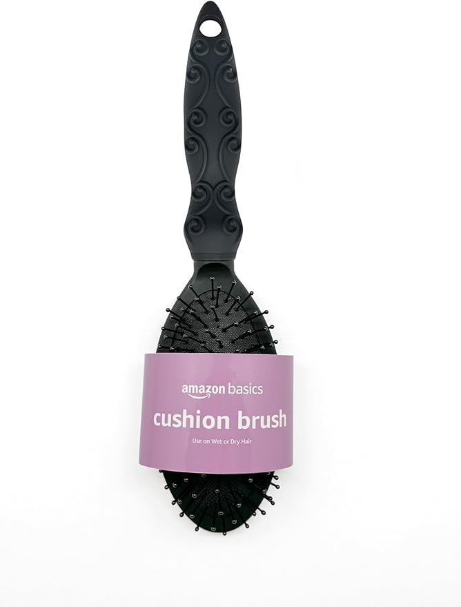 Amazon Basics Cushion Hair Brush For Men, Women and Kids, Wet or Dry Hair, All Hair Types, Gentle Detangling, Tangle-Free