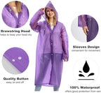 Opret 2 Pack Raincoats for Adults Reusable, EVA Rain Ponchos Lightweight Rain - Image 3