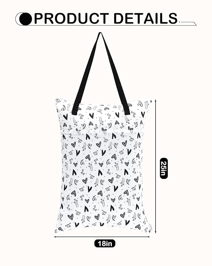 ALVABABY 2 Pack Large Wet Dry Bag Waterproof Hanging Cloth Diaper - Image 3