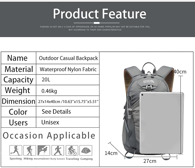 Small Hiking Backpack, 20L Lightweight Travel Backpacks - Image 2