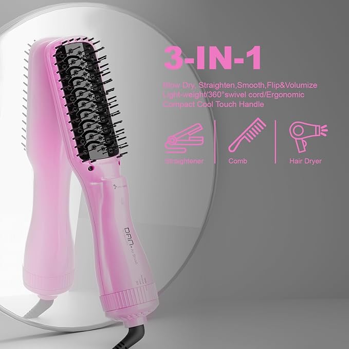 DAN Technology Brush Blow Dryer,Blow Dryer Brush Straightener,Paddle Brush BlowDryer,2 inch BrushHairDryers,BrushBlowDryer for Black Women