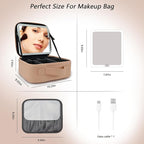 Travel Makeup Bag with LED Mirror Travel Makeup Organizer with 3 Lighted - Image 7