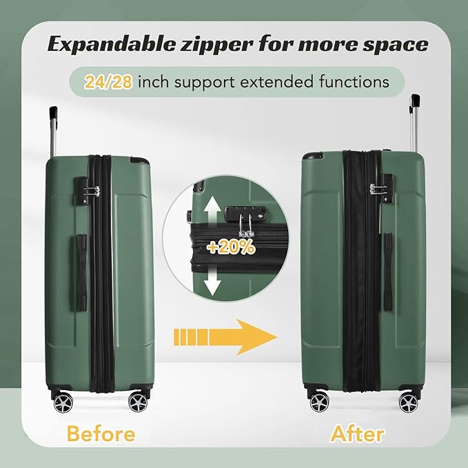 Merax 24 Inch Expandable Checked Luggage, Hardshell ABS Medium Suitcase - Image 4