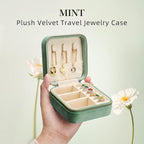 Travel Jewelry Case, Small Plush Velvet Jewelry Box - Image 2