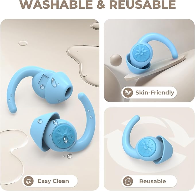 Ear Plugs for Sleeping: Reusable Earplugs for Sleep, Snoring Blocking, 2 Pairs - Image 5