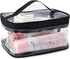 Black Transparent Cosmetic Bag Waterproof Handbag Portable Travel Work Make Up - Image 3